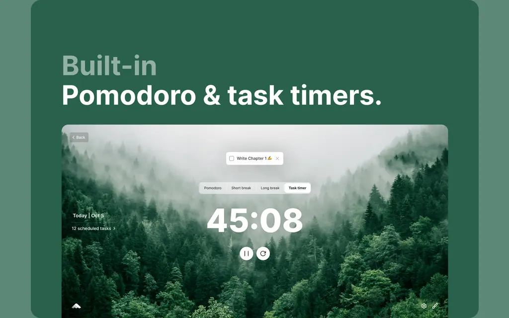 The built-in ByDesign task timer counting down against a full-screen background while a task runs