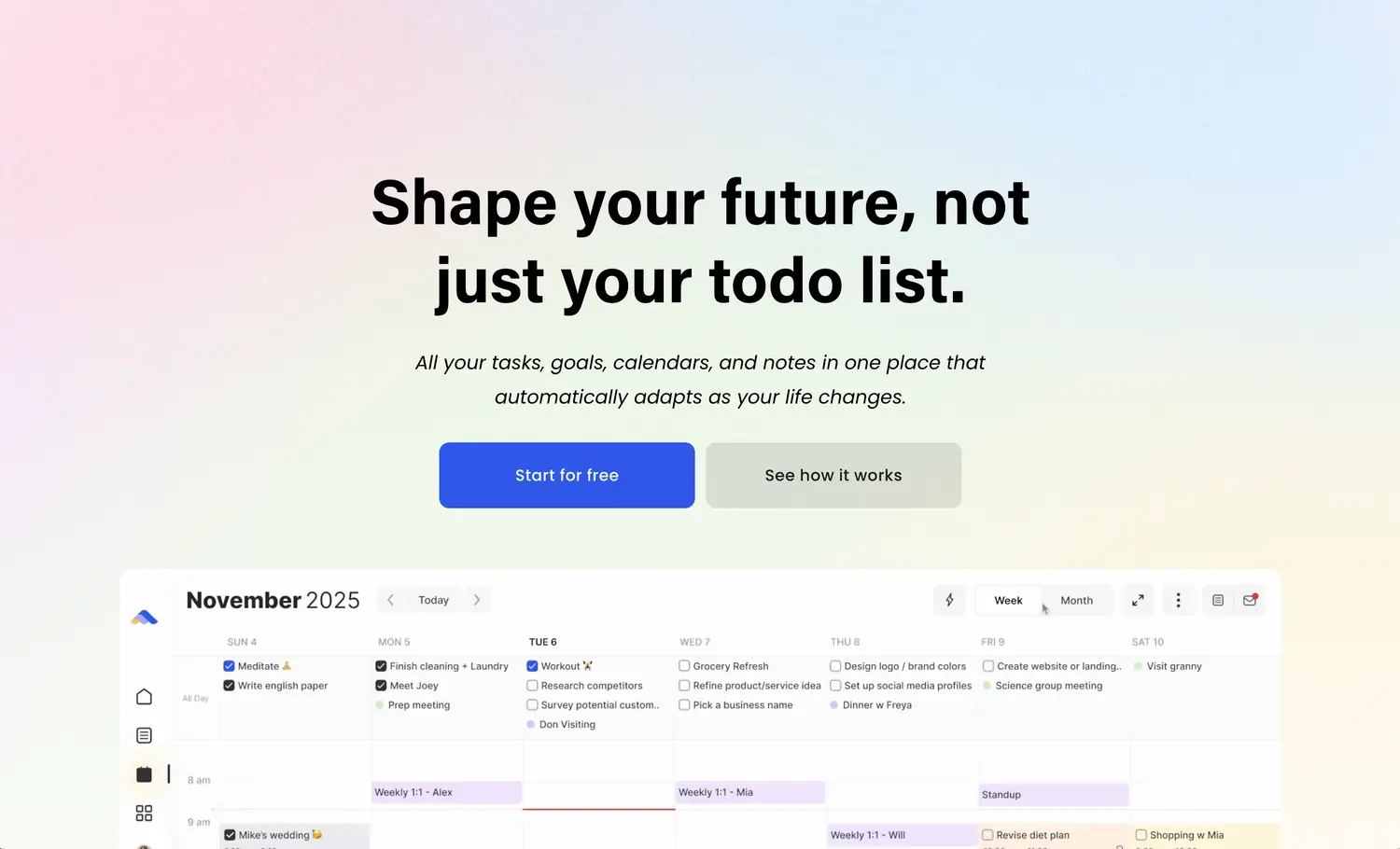 ByDesign planning product showing a weekly calendar and task list